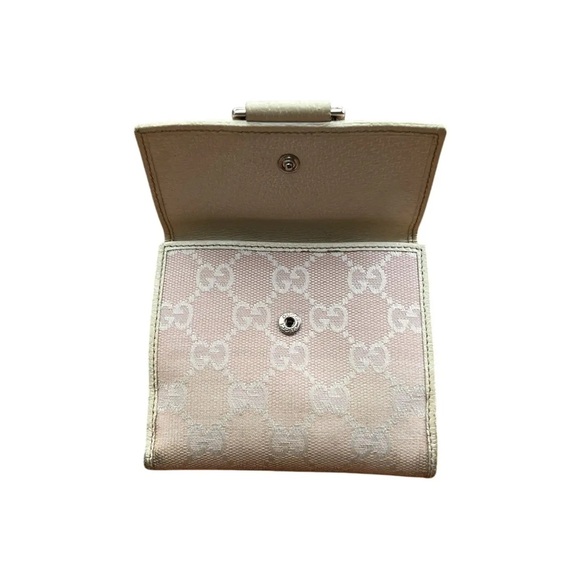 LOW START Vintage Gucci Beige and Pink Monogram Wallet - Picture 2 of 9